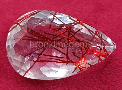 51.70 CT Pear Cut Red Rutilated Quartz EGL Certified Loose Gemstone 5JRO - Image 1 of 4