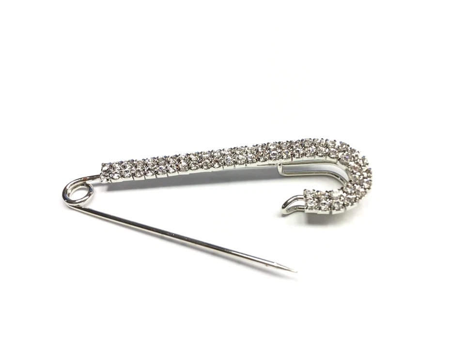 SPILLA BALIA IN STRASS ARGENTO CM 8 - Immagine 1 di 2