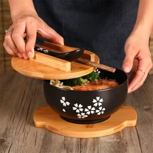 Japanese Style Ceramic Rice Noodle Salad Soup Bowl Food Container Dinnerware - Picture 1 of 11