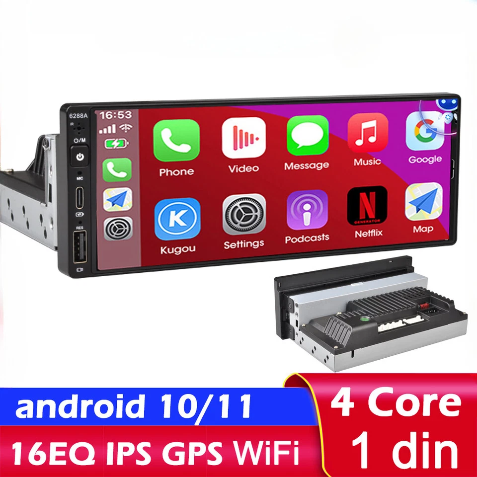 1 Din Car Android Multimedia Player Touch Screen Carplay Autoradio Stereo Video - Image 1 of 4