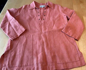 ABIGAIL HECHE LEINEN TUNIKA HANDMADE ART TO WEAR DAMEN GR. S  - Bild 1 von 7