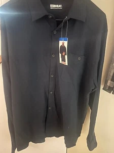 32 Degrees Heat Men's Stretch Fabric Long Sleeve Button-Up Shirt Blue Size L - Picture 1 of 2