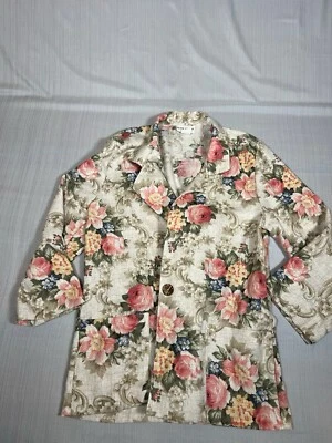 Vtg Alice Stuart Blazer Womens Small Pink Floral Linen Blend Cottagecore (A16) - Image 1 of 4
