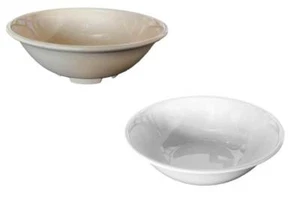 Vintage Melamine Rimless Salad Serving Bowl 6-7/8" (22 oz) Tan White Melmac NEW - Picture 1 of 14