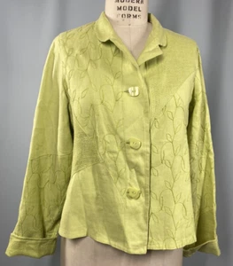 Classic Jacket Top Blouse SIZE SMALL lime green button Linen MARALYCE FERREE Y2K - Picture 1 of 13