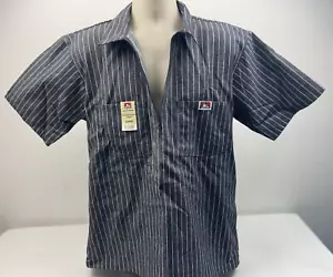 Camisa Ben Davis Manga Corta 1/2 Cremallera Rayas Blanco y Negro, Nueva Con Etiquetas - Imagen 1 de 8