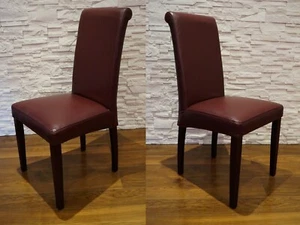 Italienische Weinrot Echtleder Stühle Esszimmer Echt Leder Stuhl Lederstühle - Bild 1 von 11