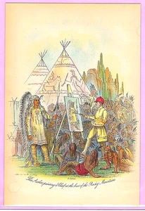 GEORGE CATLIN 1776-1872 Antique Colored Lithograph Mounted in Archival Toploader - Picture 1 of 4