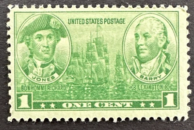US 1936 Scott# 790 Mint Stamp MLH OG Navy issue John Paul Jones & Barry 1¢ - Image 1 of 2