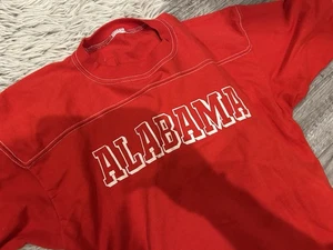 RARE VINTAGE Alabama Crimson Tide Red Cotton Blend Football T Shirt Large L USA - Picture 1 of 6