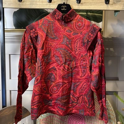 Victor Costa De Colección Años 70 80 Boho Campesino Floral Arte Bordado Top Victoriano Talla 6 Foto 1 de 4