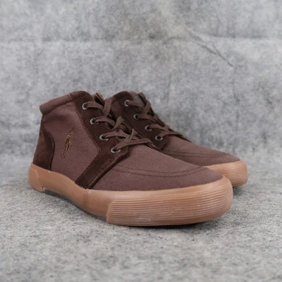 Polo Ralph Lauren Zapatos Niños 5 Tenis Chukka Informal Cuero Lona Niños Marrón Foto 1 de 4