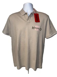 $98 HUGO BOSS Men’s PIQUE “Red Hot” Polo Shirt -Pastel Grey-Size: Small-NWT - Picture 1 of 7