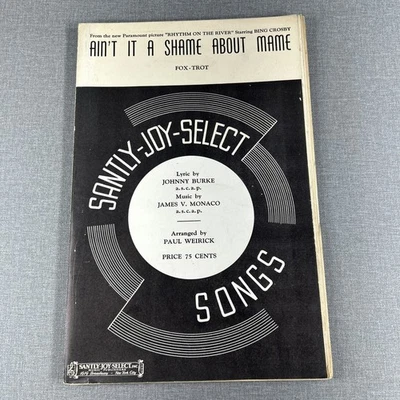 Ain't It A Shame About Mame by Burke Sheet Music 1940 Saintly Joy Select Songs - Image 1 of 4