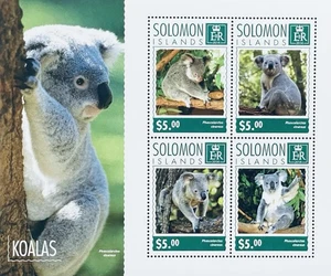 SOLOMON ISLANDS KOALAS STAMPS SHEET OF 4 MNH 2014 WILD ANIMALS WILDLIFE FAUNA - Picture 1 of 1