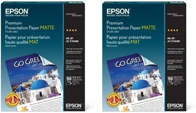Epson Premium Presentation Paper MATTE (8.5x11 Inches Double-sided 50 x 2 Sheets - Image 1 of 3