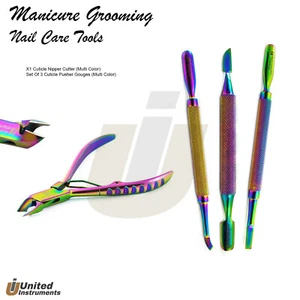 Juego de herramientas para el cuidado de uñas de manicura pinza de cutículas cortador arco iris empujador de cutículas - Imagen 1 de 5