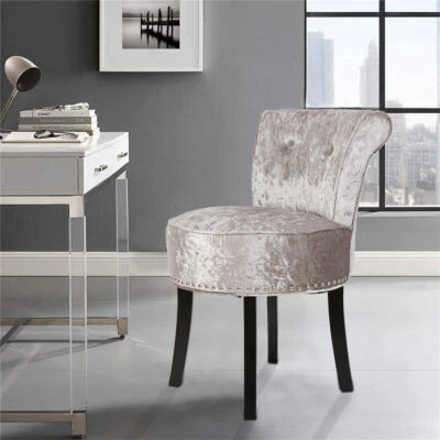 Samt Hocker mit Lehne Kosmetikhocker Schminktischhocker Grau Sitzhocker Füßbank - Bild 1 von 4