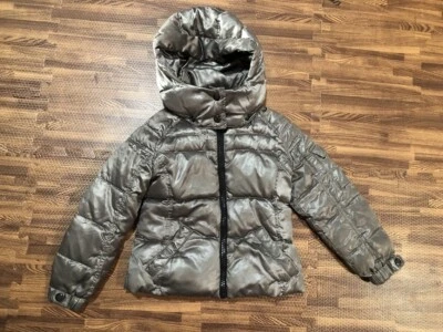 Chaqueta acolchada acolchada de invierno gris con capucha talla 2 S13 New York Girls Foto 1 de 4