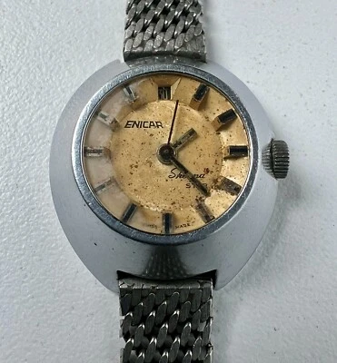 Enicar Sherpa Star Cal 2335 Automatic Watch Vintage Ladys Beige Dial To Restore - Image 1 of 4