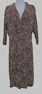 Susan Bristol Womens Midi Dress Brown Abstract Floral Rayon Knit Office Size 12 - Picture 1 of 13