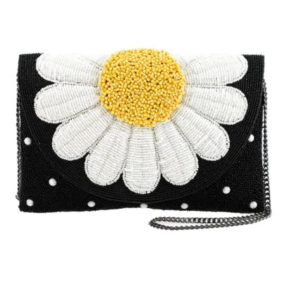 Mary Frances Oopsy Daisy Special Beaded Bag Crossbody Handbag Black Flower NEW - Image 1 of 4