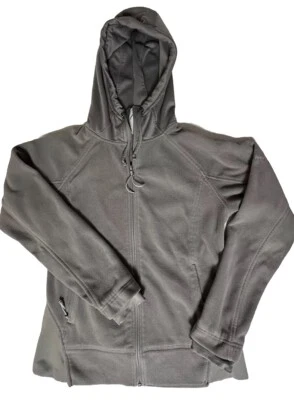 Columbia Womens Size M Fleece Hooded Jacket Full Zip Gray Thumb Holes Pockets - Image 1 of 4