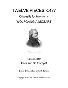 Horn & Trumpet duets - Mozart 12 Horn Duets K.487 trans. NEW Horn on top part - Picture 1 of 5