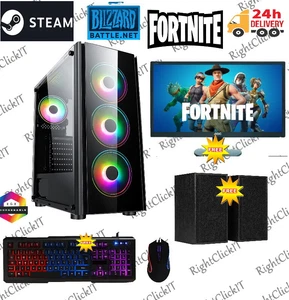 Fast Gaming PC Bundle Monitor Quad Core i5 16GB 1TB Win 10 2GB GT710 & Lautsprecher