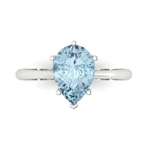 2 tcw Pear Vintage Engagement Ring, 14K White Gold Simulated Diamond - Picture 1 of 40