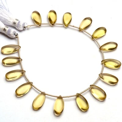 Honey Color Quartz 15x7mm Size Smooth Pear Beads 7" Strand - Image 1 of 4