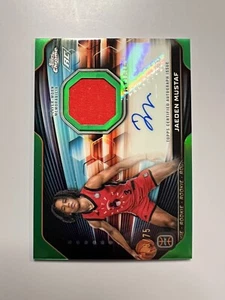 2023-24 Topps Chrome OTE Jaeden Mustaf Green Auto Jersey Patch Refractor SP /75 - Picture 1 of 5