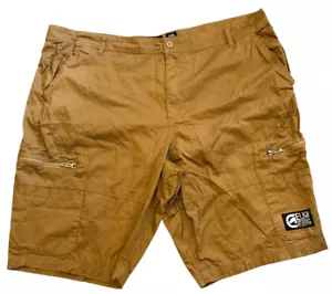 Ecko Unltd Cargo Shorts Men 46 Dark Khaki Flat Front Logo 100% Cotton Streetwear - Picture 1 of 15