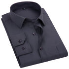  Herren Kleid Shirt schwarz weiß blau grau männlich Business Freizeit Langarm Shirt