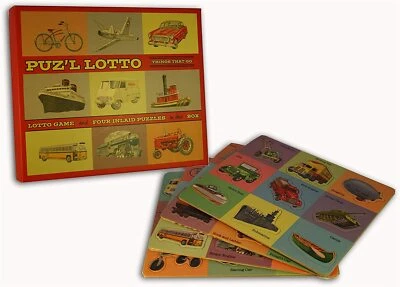 HOUSE OF MARBLES Puzzle Lotto Retro Spielzeug, Dinge, die gehen, 4 Intarsien Puzzles. Komplett