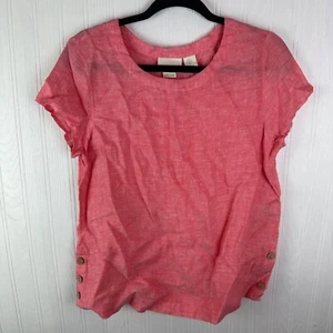 Cynthial Rowley Pink short sleeve 100% linen top short sleeve size small - Picture 1 of 4