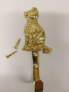 Cat Motif WALL HOOKS SOLID BRASS - Picture 1 of 6