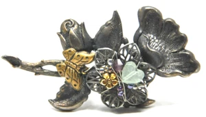 Cara Stimmel Flower Butterfly Bead Mix Metal Pin Broach Silver Tone Broach - Picture 1 of 3