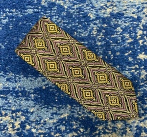 JZ Richards Purple Green Copper Rust Black Beige Geometric Long Silk Necktie USA - Imagen 1 de 6