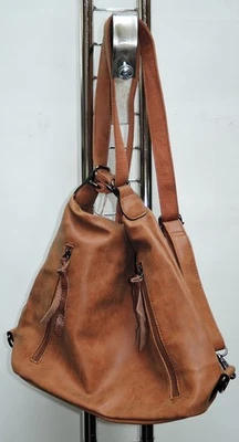 STYLISHER 2 IN 1 RUCKSACK TASCHE BAG UMHÄNGETASCHE ROTBRAUN BRAUN ROST HAZELNUT - Bild 1 von 4