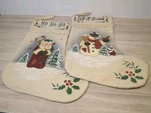 Juego de 2 Medias de Navidad Déjalo NIEVAR Papá Noel y Muñeco de Nieve Árboles de Navidad - Imagen 1 de 5
