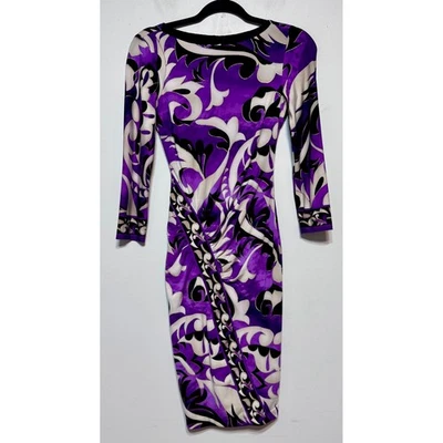 Vestido ceñido al cuerpo estampado barroco Cache Y2K XS ropa de club nocturno glamcore retro años 00 Foto 1 de 4