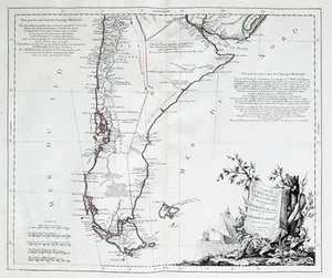 Chile Argentina Argentina Sudamérica América mapa mapa Santini - Imagen 1 de 1
