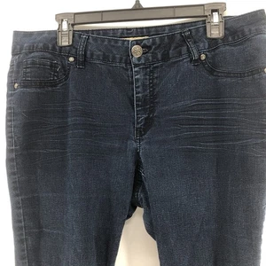 d. Jeans Dark Wash Women's Jeans Size 14W Tapered Skinny Leg Stretch Wiskered - Picture 1 of 10