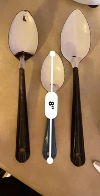 Vintage Enamelware Metal Spoons Lot Of 3 - Image 1 of 3