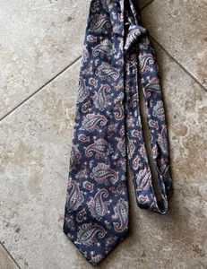 Vintage Sulka Paisley Blue Red Men’s Silk Necktie Tie - Picture 1 of 3