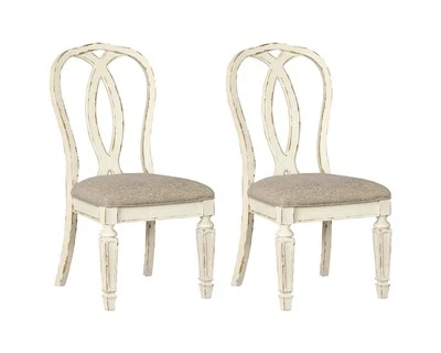 Realyn French Country Ribbon Back Dining Chair, 2 Count, Chipped White - Image 1 of 4