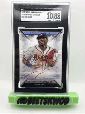 2019 Topps Diamond Icons Red Ink Auto /25 Ronald Acuna Jr. -H - Image 1 of 2