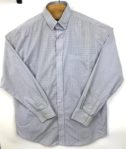 Camisa Roundtree & Yorke Etiqueta Dorada Para Hombre Grande Azul Amarillo Cuadros Algodón Sin Planchar - Imagen 1 de 7