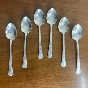 6 Vintage Court Silverplate Sovereign Pattern Spoons Art Deco - Picture 1 of 5